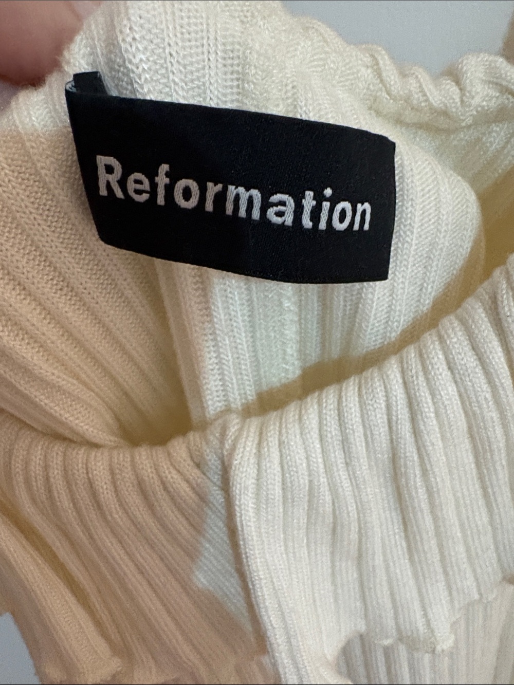 Reformation Grenada dress Ivory Ribbed Ruffle Mini Dress Size M - Picture 4 of 8